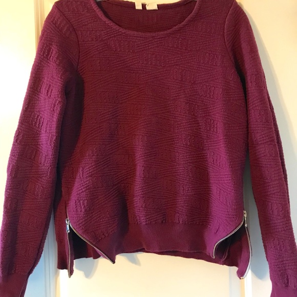 Anthropologie purple quilted pullover w/ side zip - Picture 2 of 2